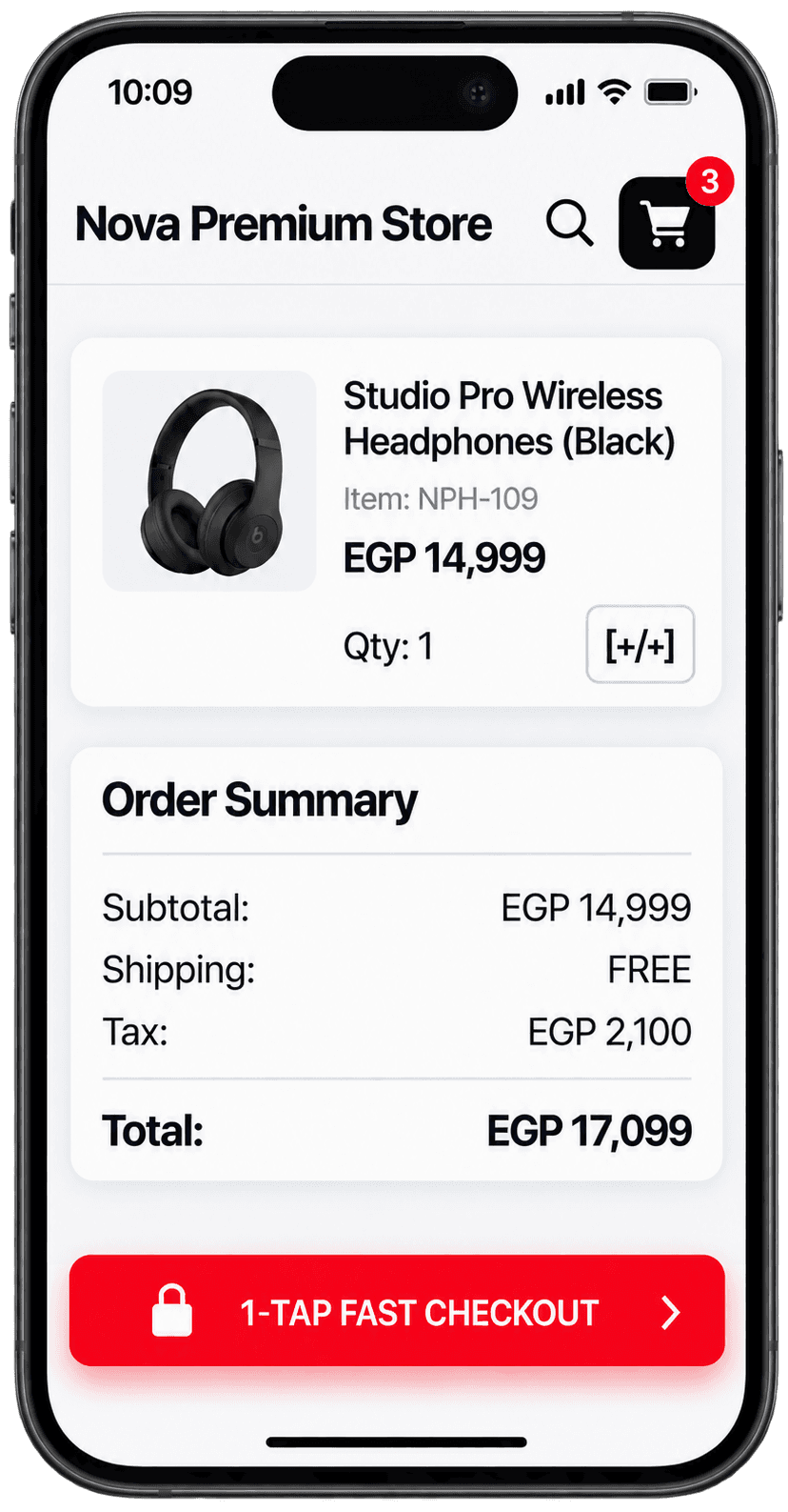 Real titanium iPhone running E-Commerce app